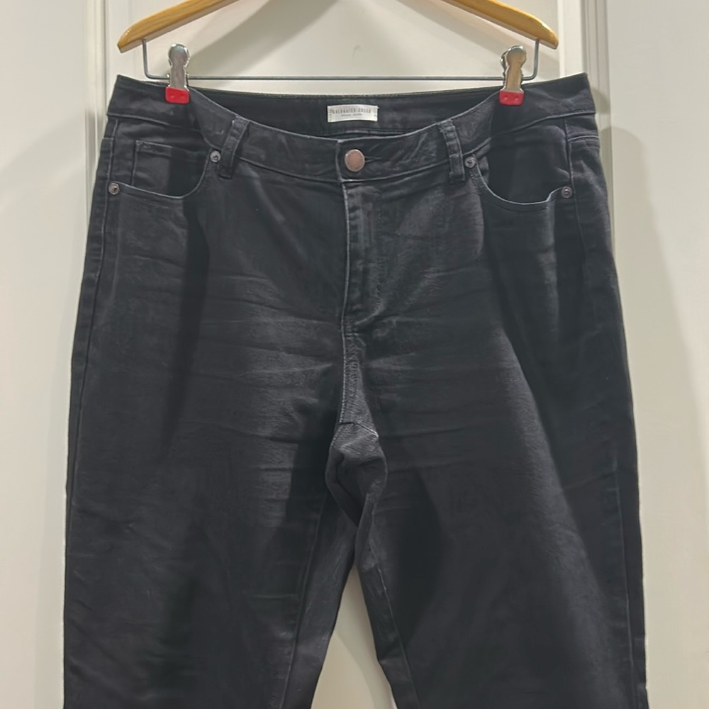 Coldwater Creek Black Denim High Rise wide leg 5 pocket Jeans Size P16